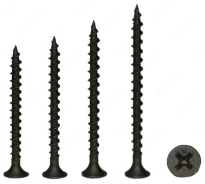 Саморезы 3,5x41, потайная головка, крупный шаг, оксидированный 10019